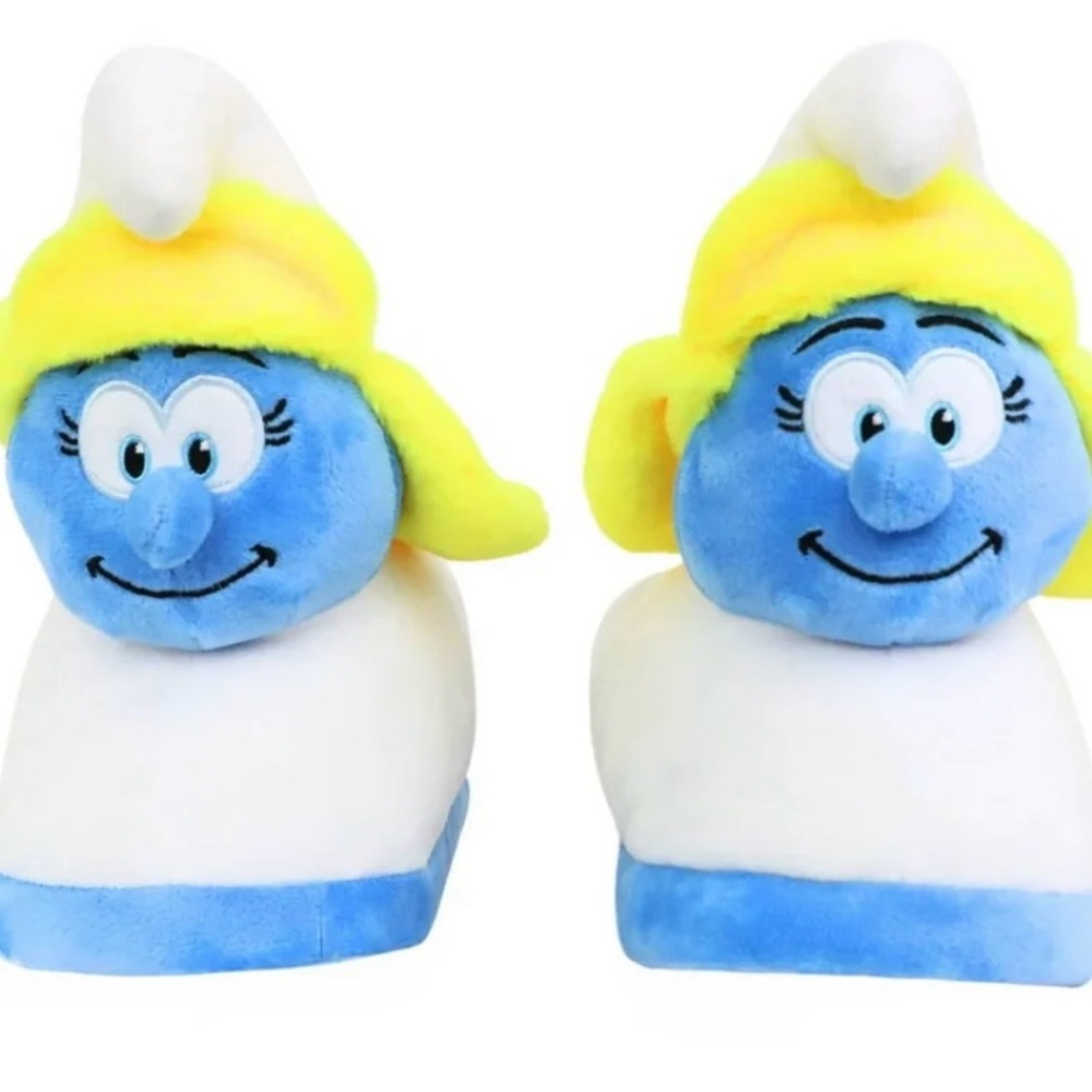 BRAND NEW Smurfette BIG and PLUSH 3D Slippers for Women - Blue and Yellow
